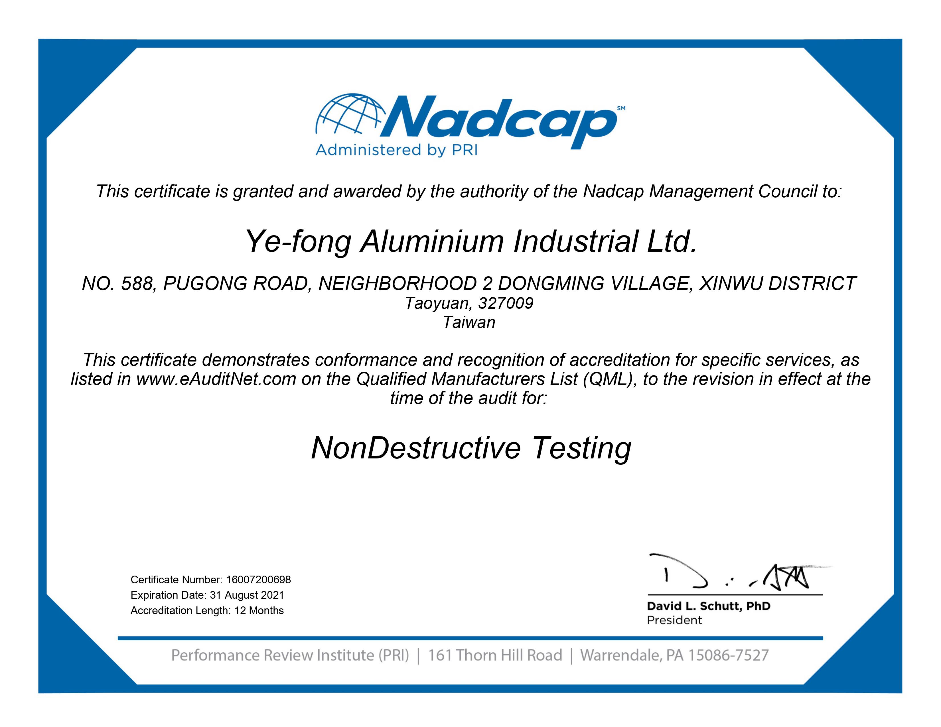 NADCAP-NDT certificates